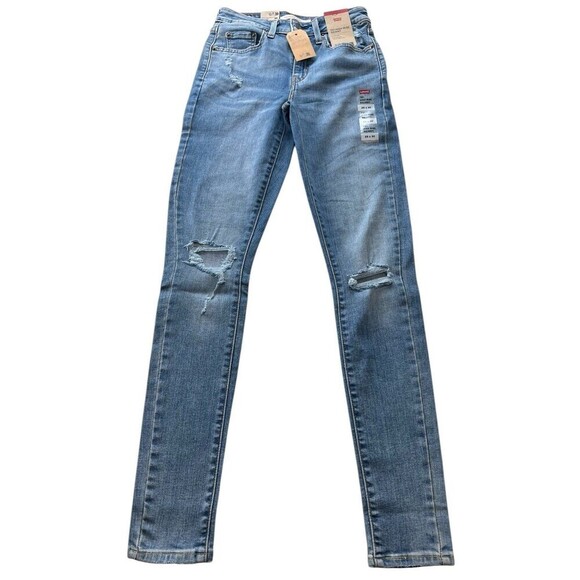 Levi's Women's 721 High Rise Skinny Leg Factory Distressed Stretch Jeans 25 x 30 - Picture 5 of 15